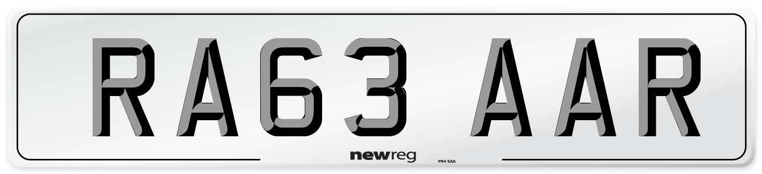 RA63 AAR Number Plate from New Reg